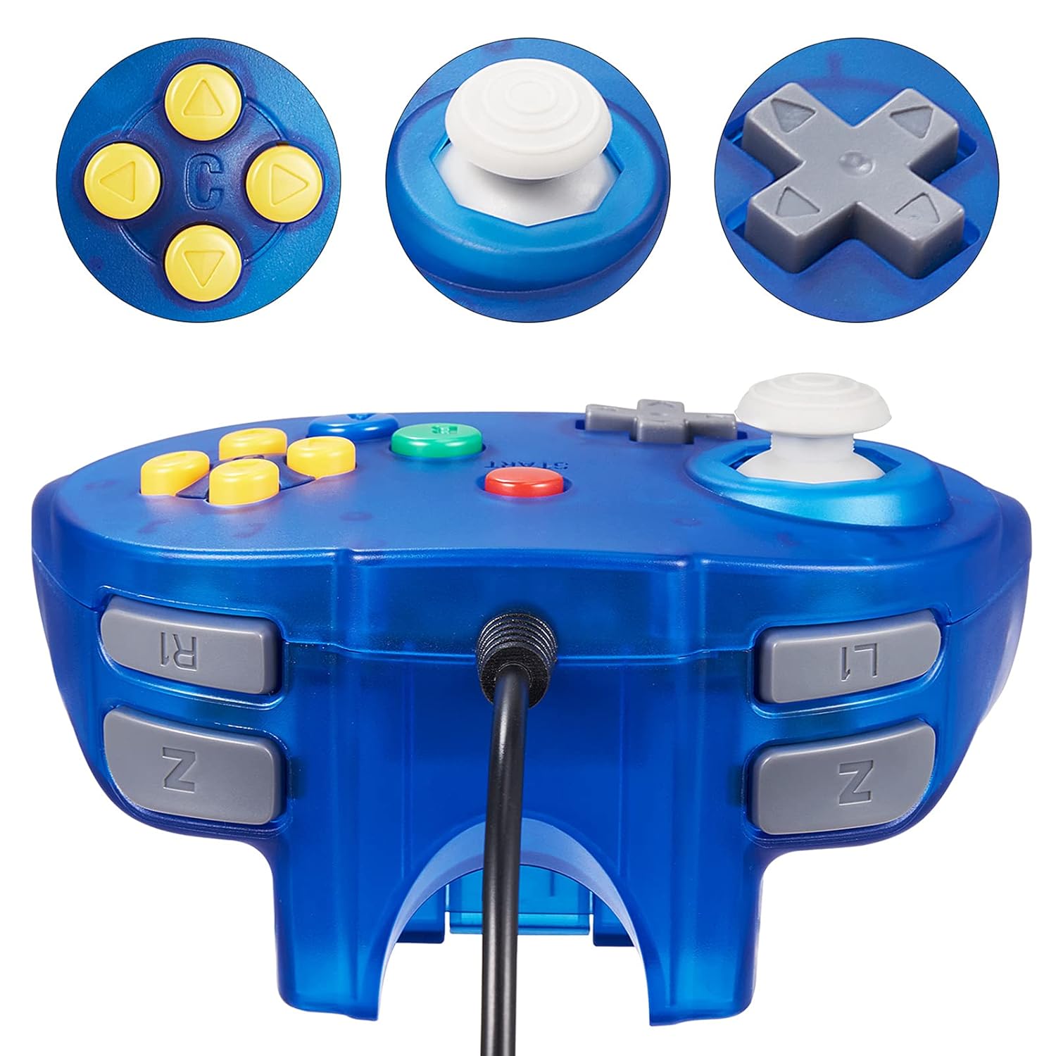 MODESLAB 4 Pack N64 Controller, Upgrade Wired Gamepad Joystick Replacment Controllers Compatible with N64 [ 3D Analog Stick ] - Gray/Yellow/Blue/Green