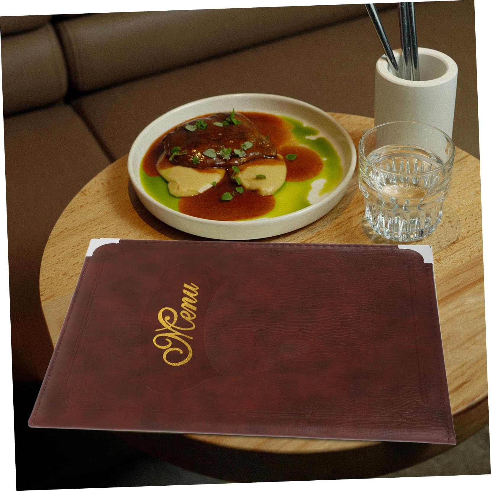 Libro De Menús Práctico Para Restaurante A4 Pvc Transparente Cubierta De Cuero Café Multifuncional Portátil Para Tablas De Comidas Actualización Fácil
