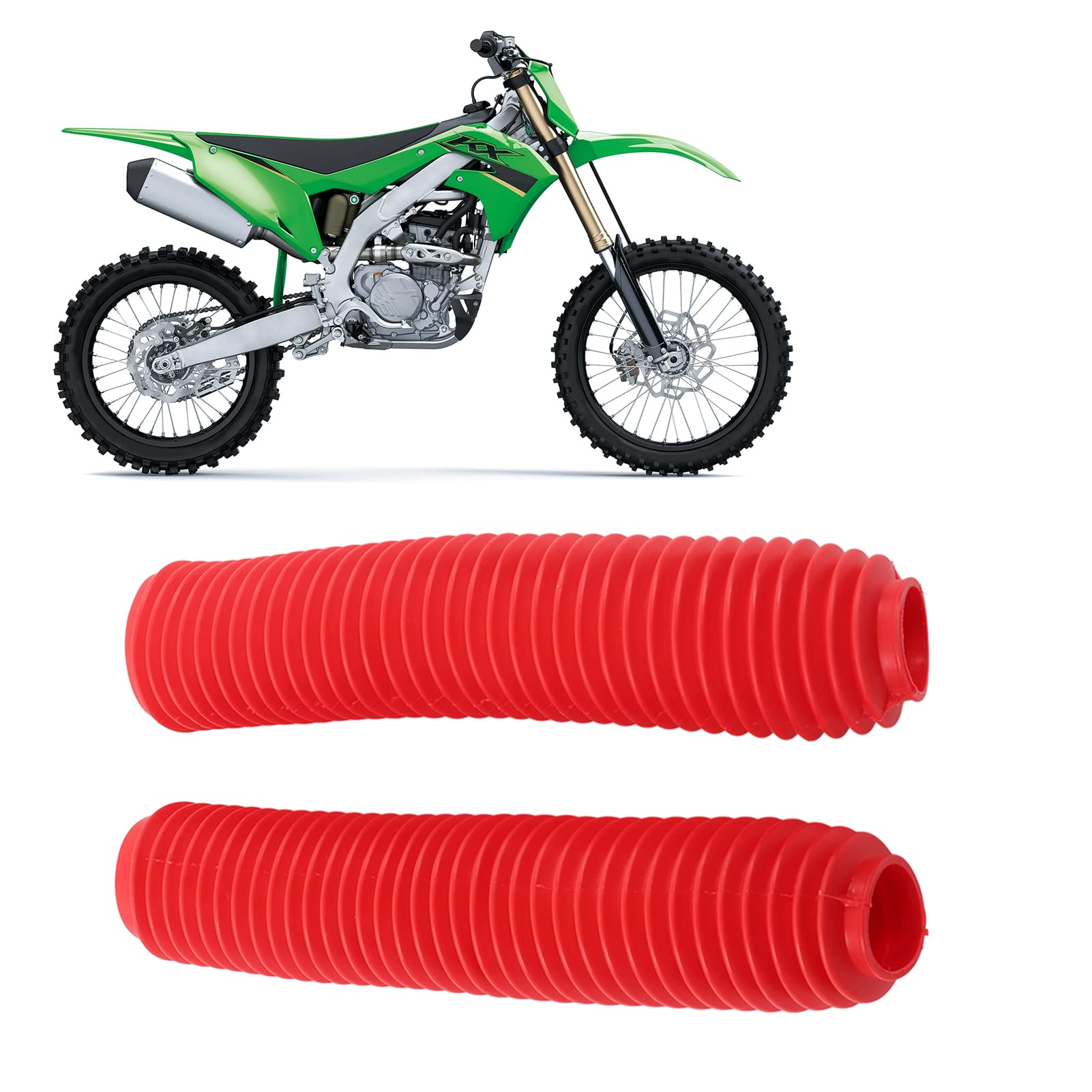 OUKENS Cache Poussière Fourche Moto, Paire De GuêTres De Protection Contre La PoussièRe Pour Fourche Avant De Moto Pour SUZUKI RM125 DR250 DRZ400 400(rouge)