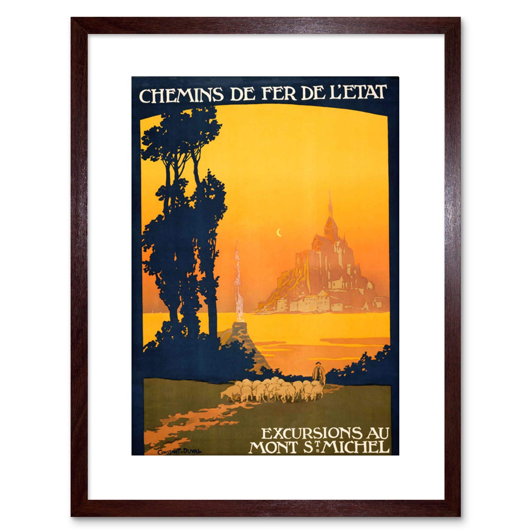 Wee Blue Coo TRAVEL TOURISM MONT ST MICHEL WALLED CITY ISLAND FRANCE FRAMED PRINT F97X7098