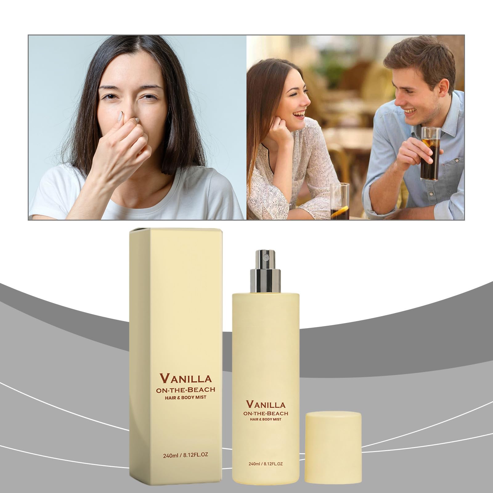 Vanilla Beach Haar- und Körperspray, Warmer Vanille-Kokos-Duft, Langanhaltender, frischer Duft, Leicht & Nicht klebrig für Haut & Haar, Vanilleparfüm für Damen und Herren (6PCS)