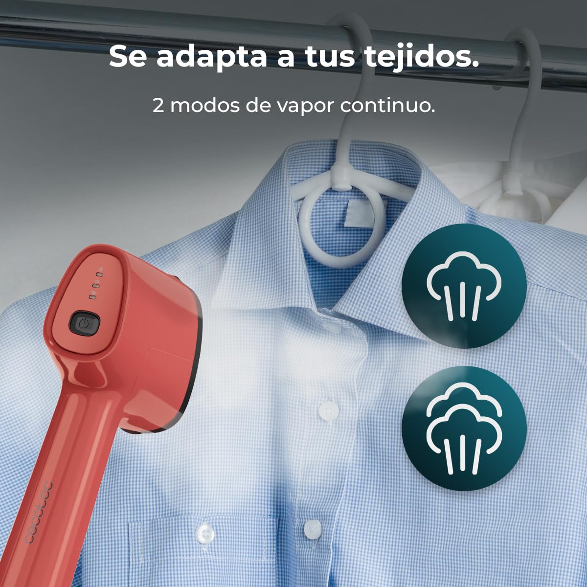 Cecotec Plancha Vertical Vapor IronHero V-1500 Essential Berry. 1500W, Suela Cerámica Ultradeslizante, Vapor Continuo 25g/min, 2 Modos, Calentamiento Rápido, Accesorio de Cepillo de Silicona