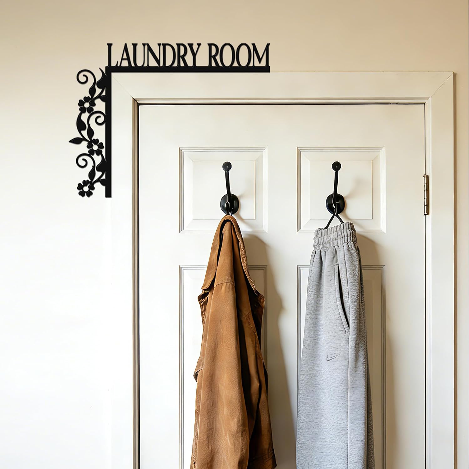 Metal Laundry Room Door Corner Sign, Floral Iris Decor for Home image 5