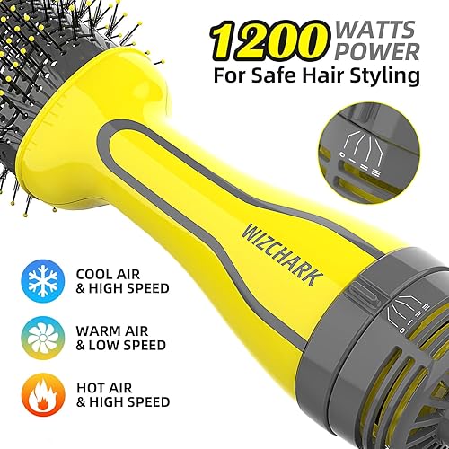 Miniatura 4 de Cepillo secador de pelo de doble voltaje, cepillo secador de pelo con iones negativos para viajes europeos de 110 V-120 V220 V-240 V, cepillo de