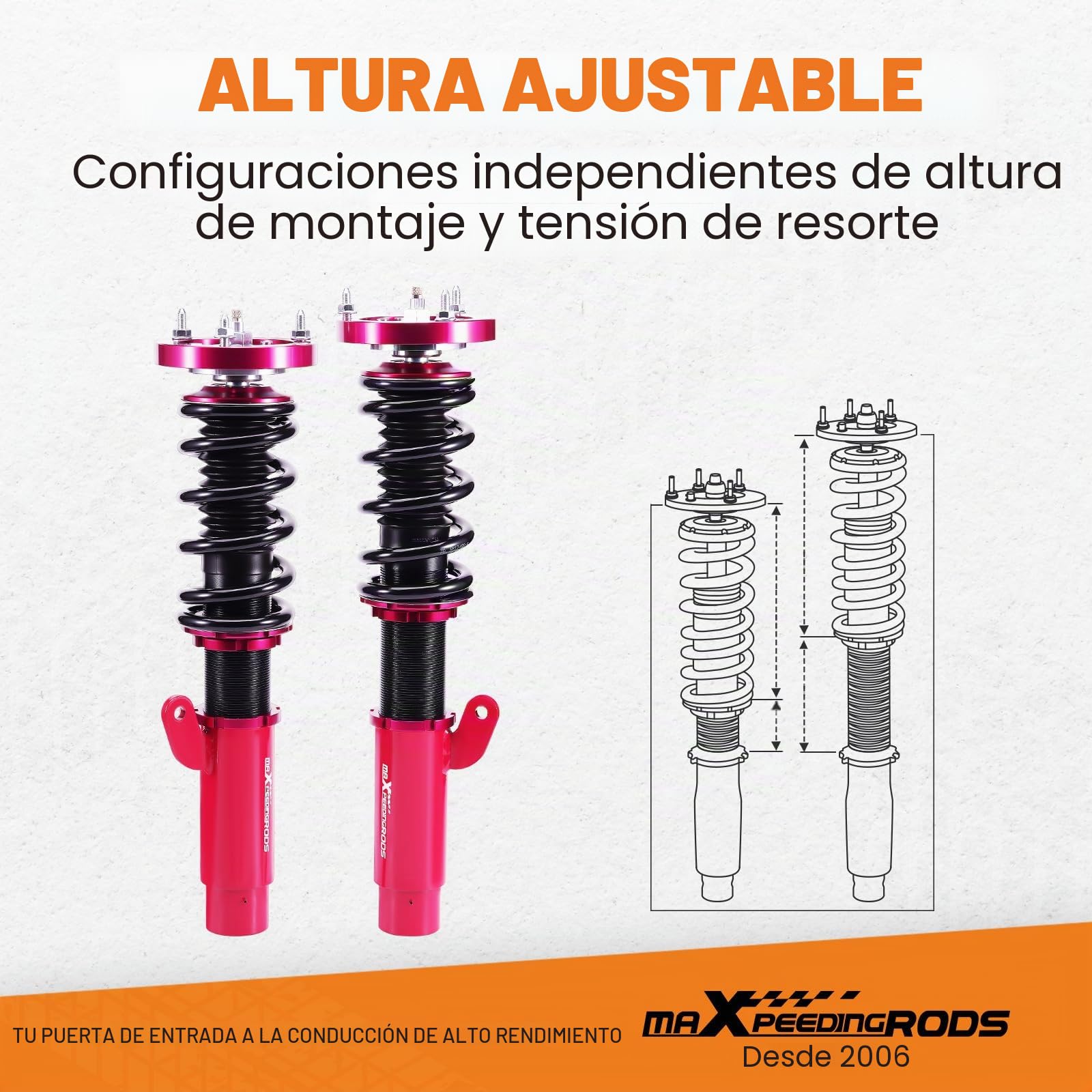 maXpeedingrods Amortiguadores Suspensión para BMW E46 3 Serie Sedán Coupe Touring 1998-2005