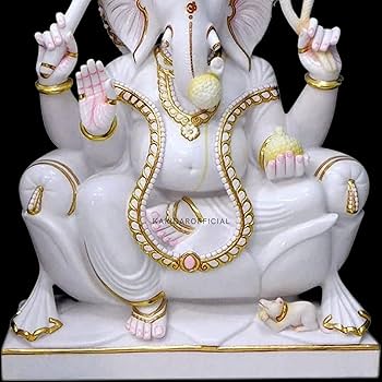 ホワイトガネーシャ像 約30cm ホワイトマーブルガネーシャ