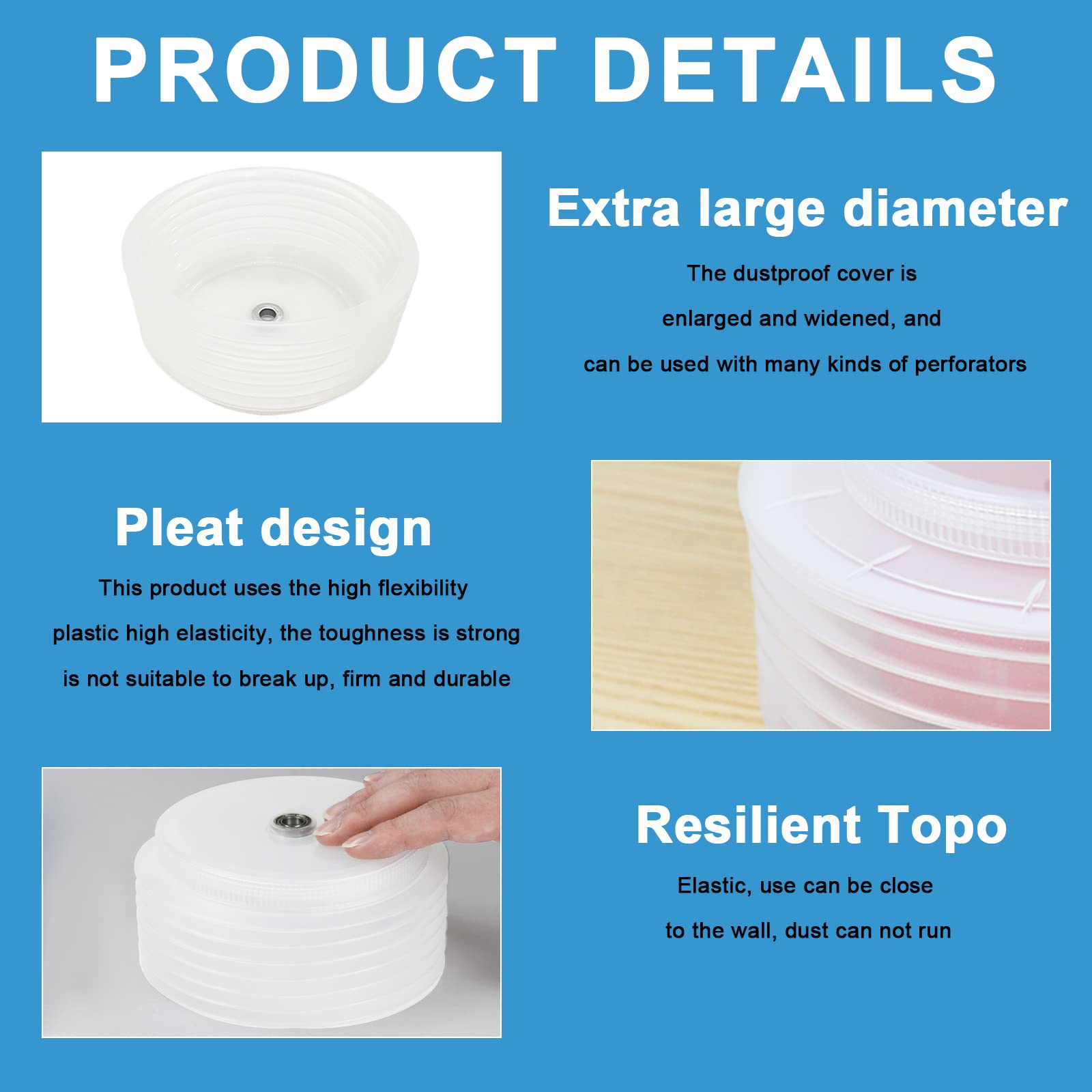 Jetisva Hole Saw Dust Collector Elastic Sealing Drill Dust Catcher Washable Ash Bowl Wall Drilling Hole Saw Dust Cover for 0.63-4.92inch Electric Drill Bits Hammer Holesaw Hole Cutter Hole Opener - Image 3