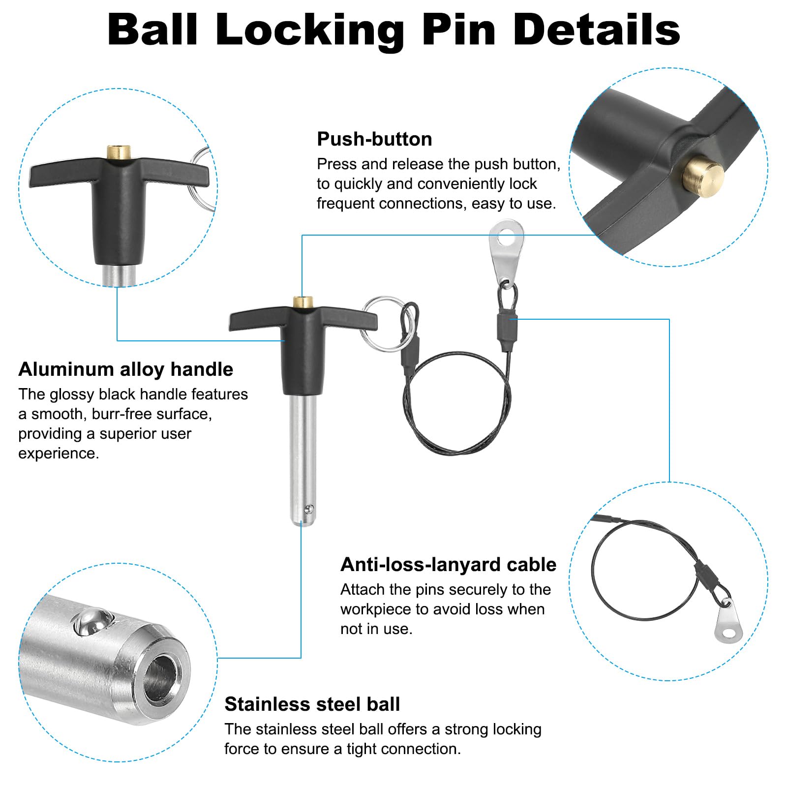 PATIKIL T Handle Lock Pins 3/8 x 1.57" (9.5 x 40mm) - Image 3