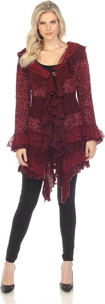 Amazon.com: SIMPLY COUTURE Women's Long Layered Ruffle Open Front