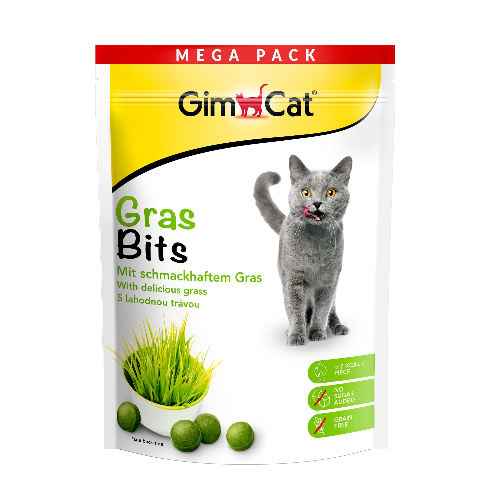 GimCat Gras Bits - Getreidefreier und vitaminreicher Katzensnack mit echtem Gras - 1 Beutel (1 x 425 g)
