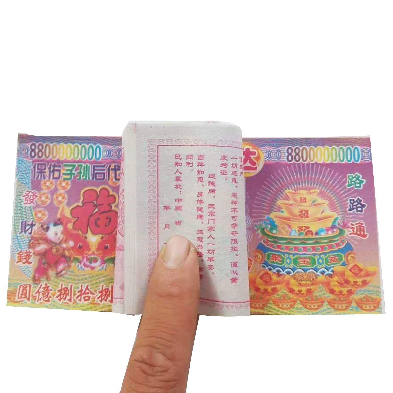 Waluta przodków, 1000 chińskich papierów kadzidłowych, banknoty piekielne, pieniądze z nieba, duchów, bogactwo szczęścia i/wielokolorowe