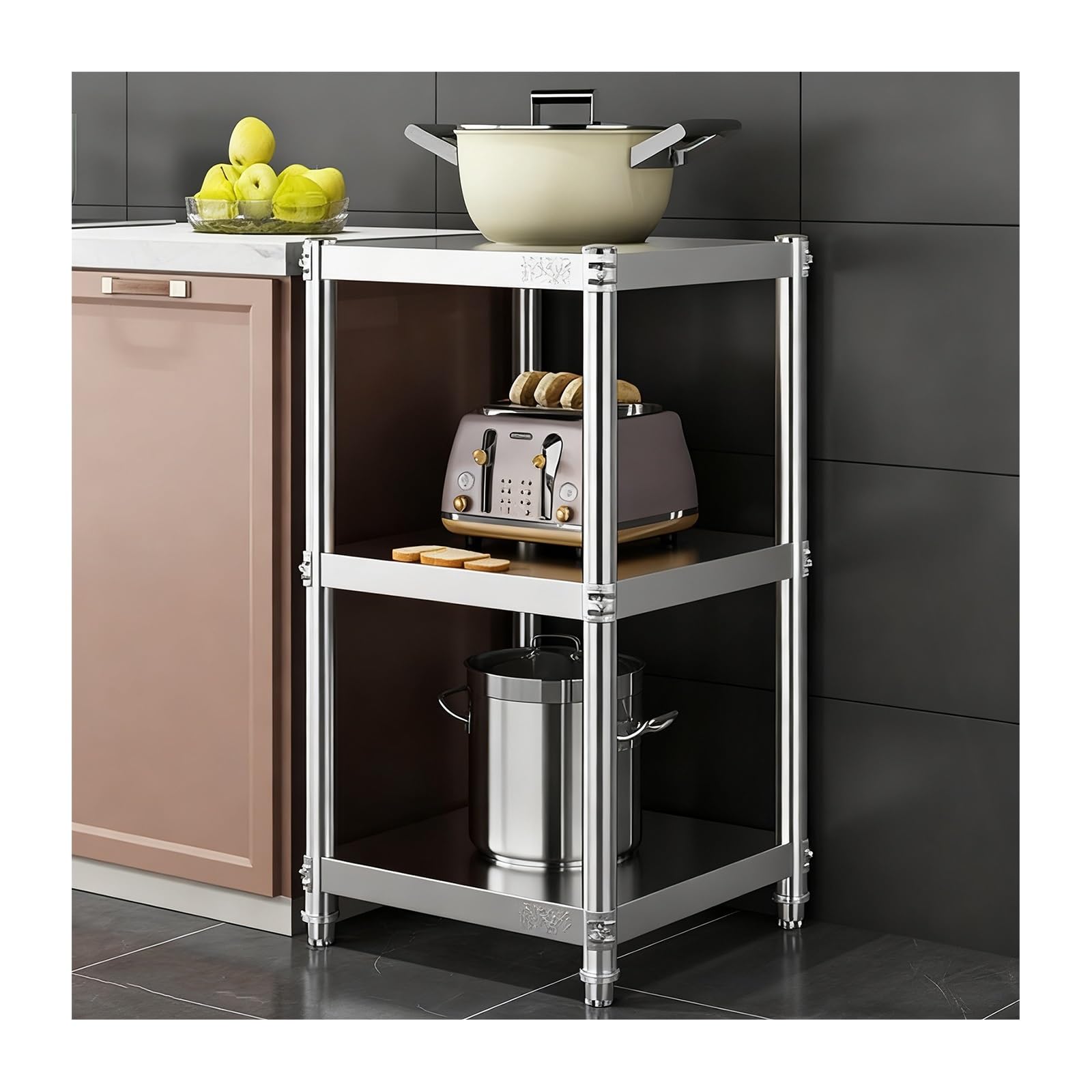 GLJTUO Standing Kitchen Shelf, Baker's Rack, 70cm Kitchen with Countertop, Perfect for Storing Kitchen Utens, Microwave, Rice Cookers & More,70cm-20 * 45CM