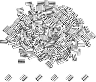 200 Pcs Aluminum Crimping Loop Sleeve Clips, Aluminum Sleeves Clip Fittings with Double Ferrules, Aluminium Ferrules for Wire Rope, Cable Crimps, Silver (1.5mm)