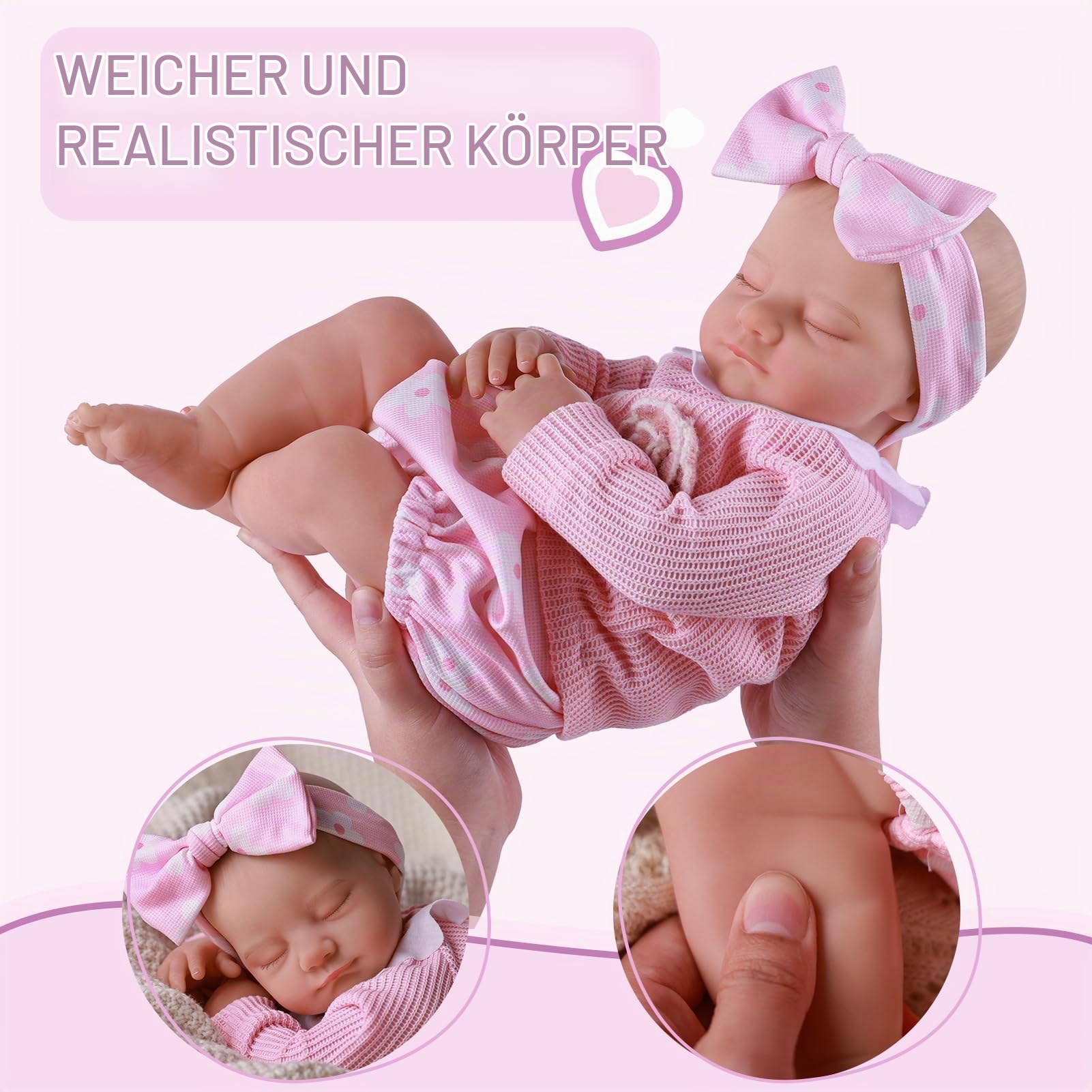JIZHI Lebensechte Reborn-Babypuppe – 20 Zoll Realistische Neugeborenen-Babypuppe mit Weichem Körper, Echtes Reborn-Puppen Mädchen mit Outfit und Komplettem Zubehör für Kinder 3+