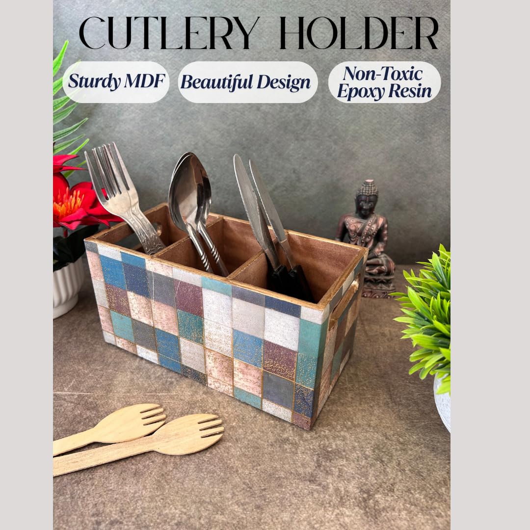 Handcrafted Cutlery Holder - 3 Compartments -7