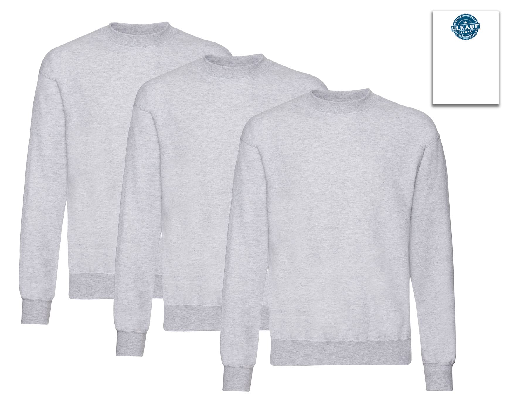 HLKauf Fruit of The Loom Herren Classic Set In Sweat M L XL XXL 3XL 4XL 5XL, Bundle-3er Set & GRATIS Block