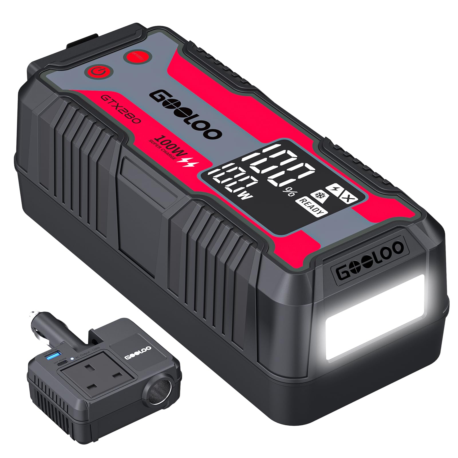 Portable Power Station Outdoor Generator, GOOLOO GTX280 280Wh Portable Charger with 230V/120W Detachable AC Outlet, Waterproof Power Supply, PD100W in/Output(Smart Clips Not Included)