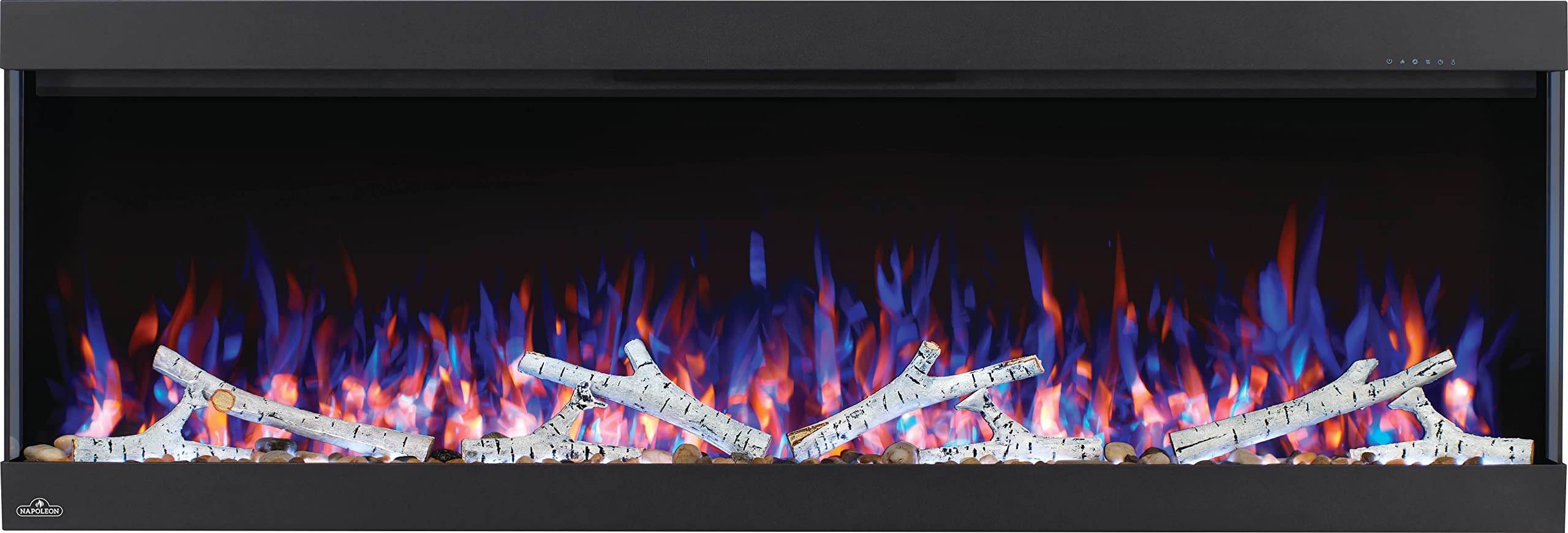 Napoleon Trivista Pictura 50 - NEFL50H3SV - Wall Hanging Electric Fireplace, 50-in, Black, Glass Front, Realistic Flames, LED Ember Bed, Adjustable Flame Height/Colours, Remote Included