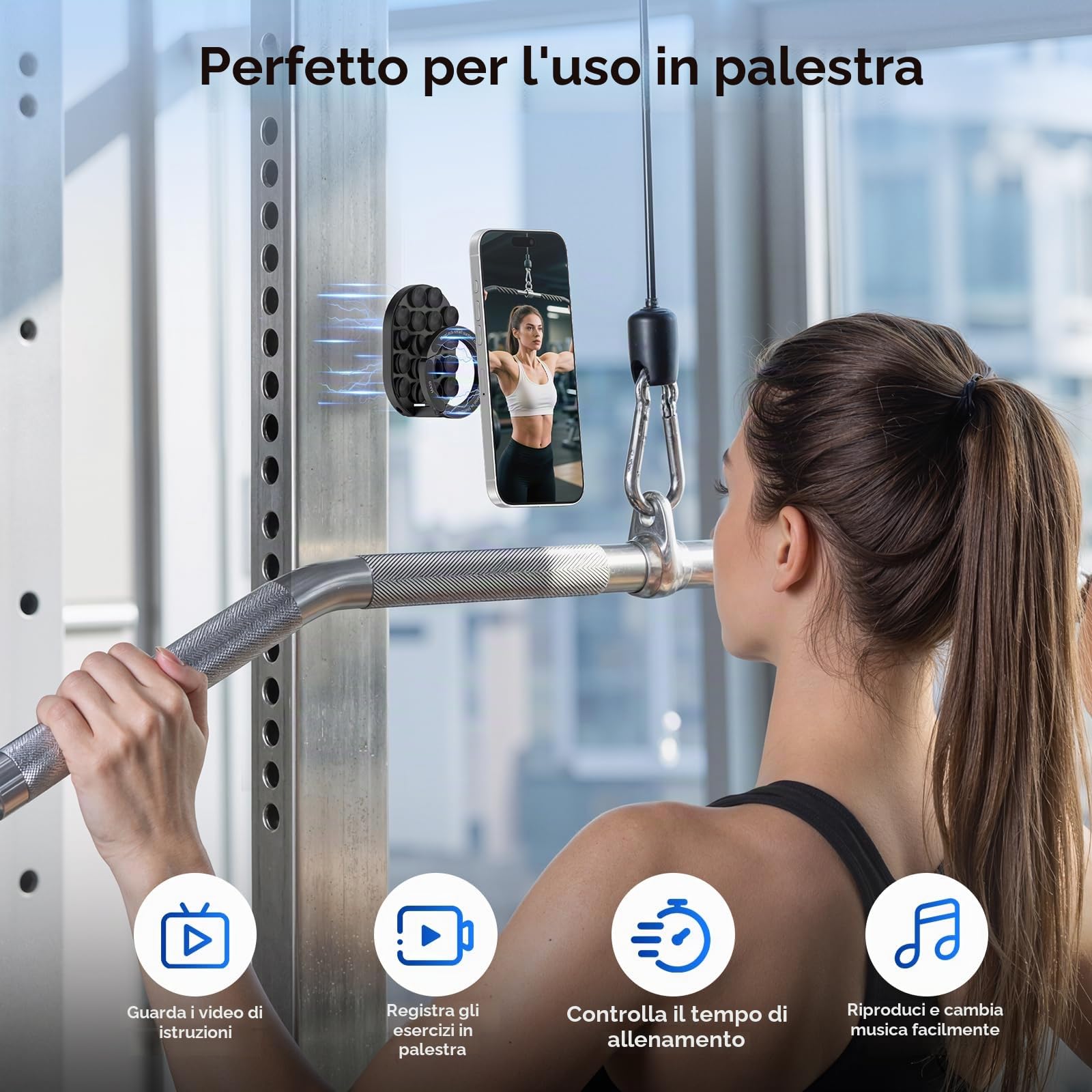 ULANZI MA39 Supporto magnetico a ventosa per telefono con moschettone maglock, Girevole a 360°in alluminio, Compatibile con iPhone 17/16/15/14/13/12, per TikTok, cucina, ufficio, video e selfie