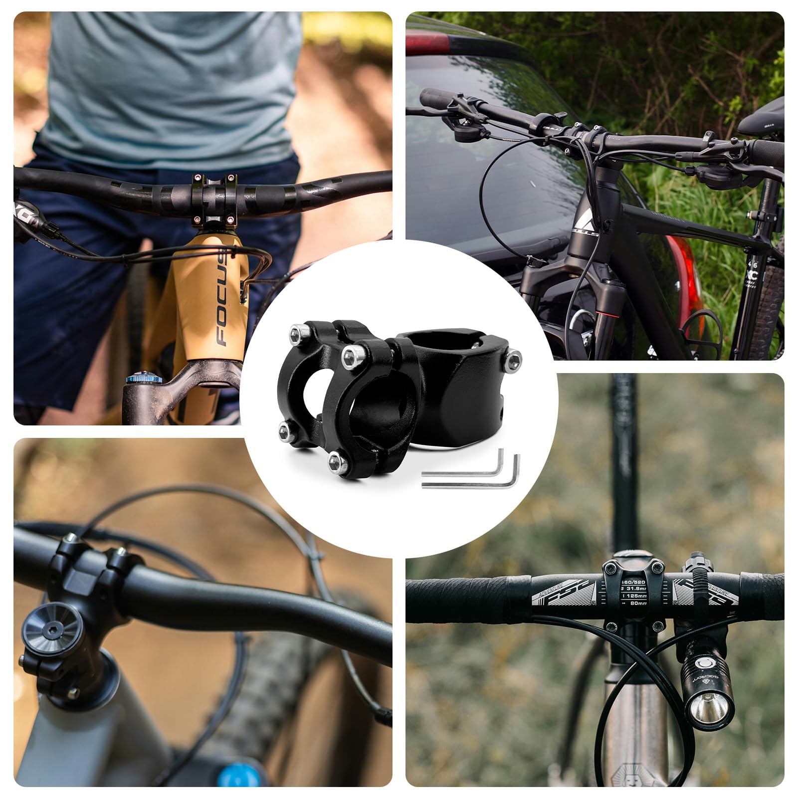 Podwyższenie kierownicy rowerowej, wspornik kierownicy rowerowej, 25,4 mm, aluminiowy, do widelca 28,6 mm, z kluczem płaskim, nadaje się do rowerów górskich, wyścigowych, trekkingowych
