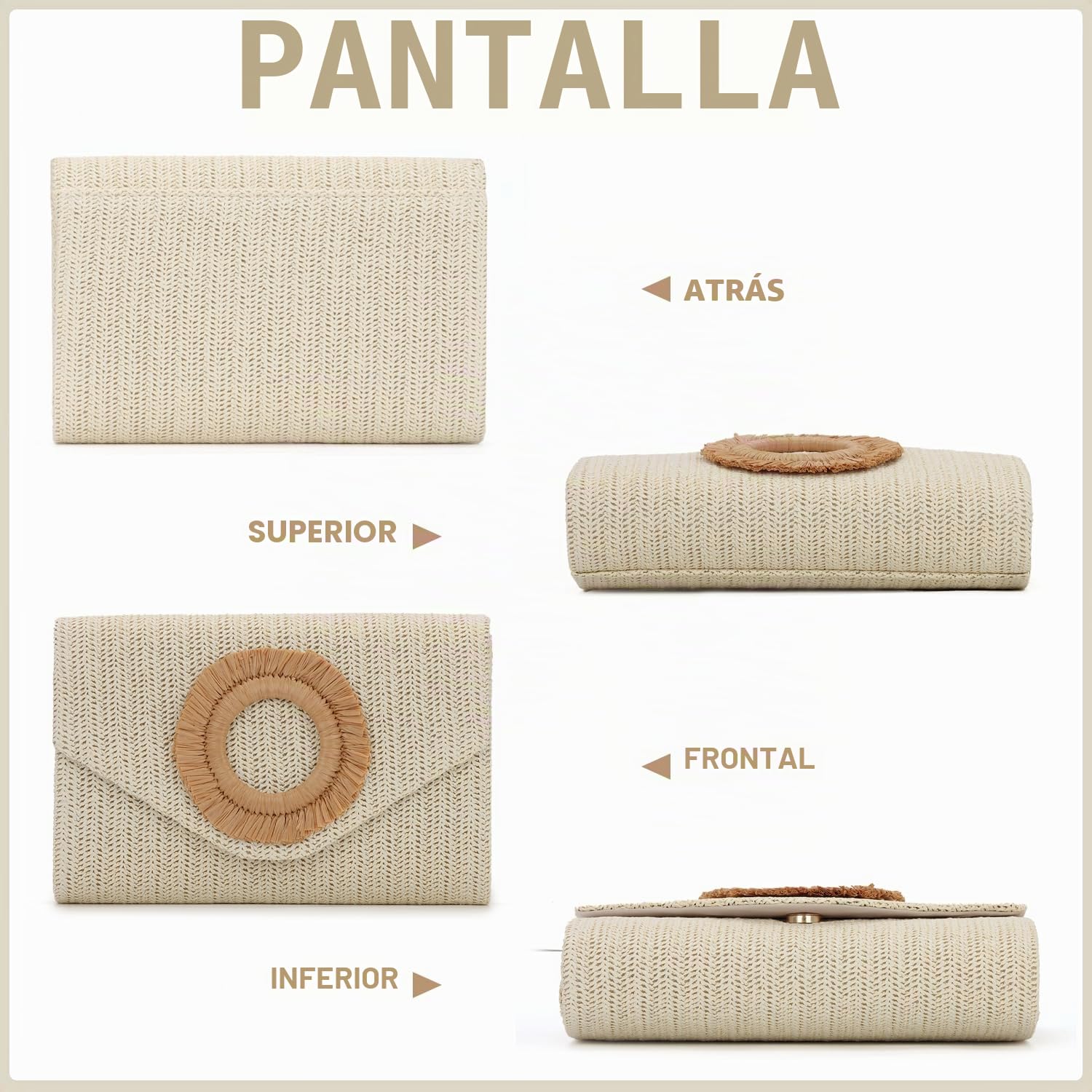 Bolsos de Paja para Mujer Bolso de Noche Tejido Bolsa de Playa de Verano para Fiesta Deshierbe Vacaciones
