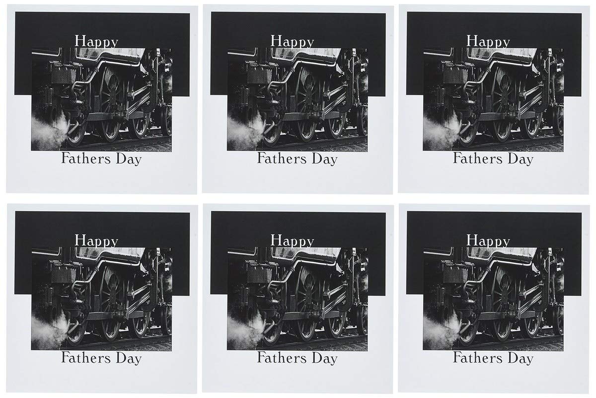3dRose Print of Closeup Of Steam Train Wheels With Happy Fathers Day - Greeting Cards, 6 x 6 inches, set of 6 (gc_185259_1)