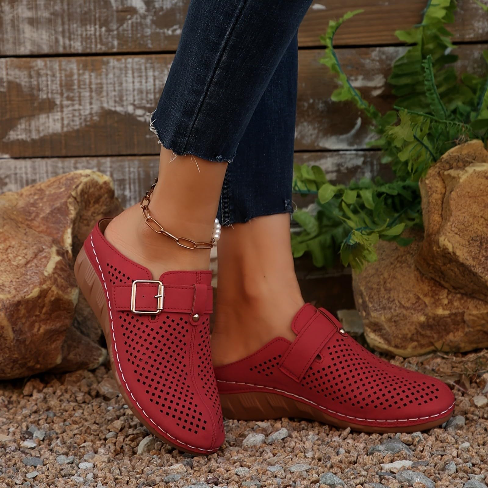 Generico Sandales Et Mules Pour Femmes Confortables LéGèRes AntidéRapantes Semelle Souple Respirantes Chaussures Femme éTé éLéGantes Mules OrthopéDiques Pieds Larges Ville Usage Quotidien