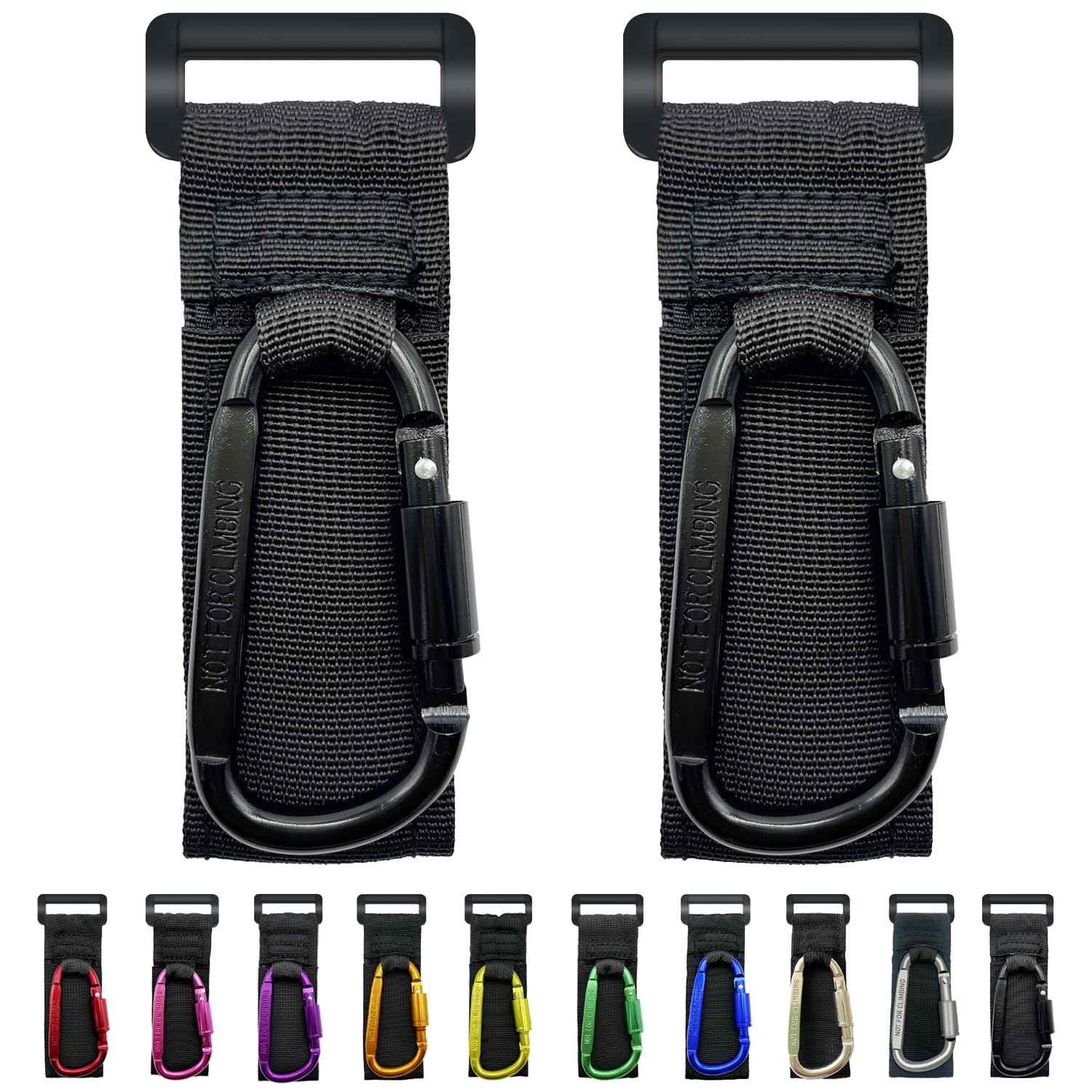 Baby Stroller Hook, Carry 30 lbs per Stroller Carabiner Clip, Adjustable Baby Stroller & Car Seat Hook for Hanging Diaper Bag, Wheelchair, Golf cart,