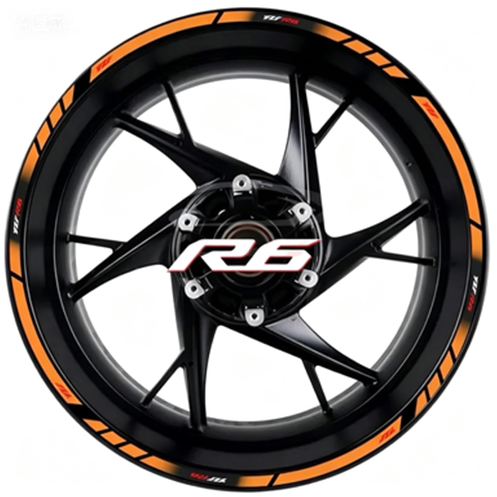 Motorcycle 17 Inch Inner and Outer Wheel Hub Decal Decorative Rim Waterproof Reflective Sticker for Yamaha YZF R6(Color10)