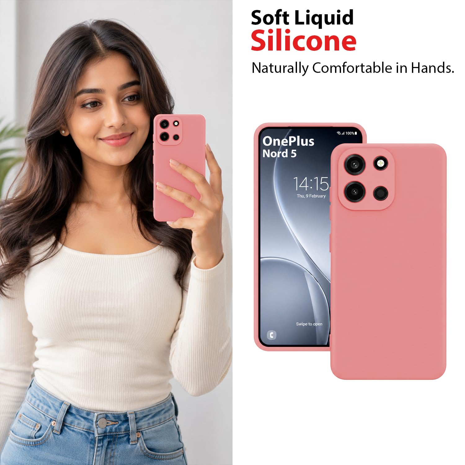 OnePlus Nord 6 5G Case - Pink Silicone Cover -5