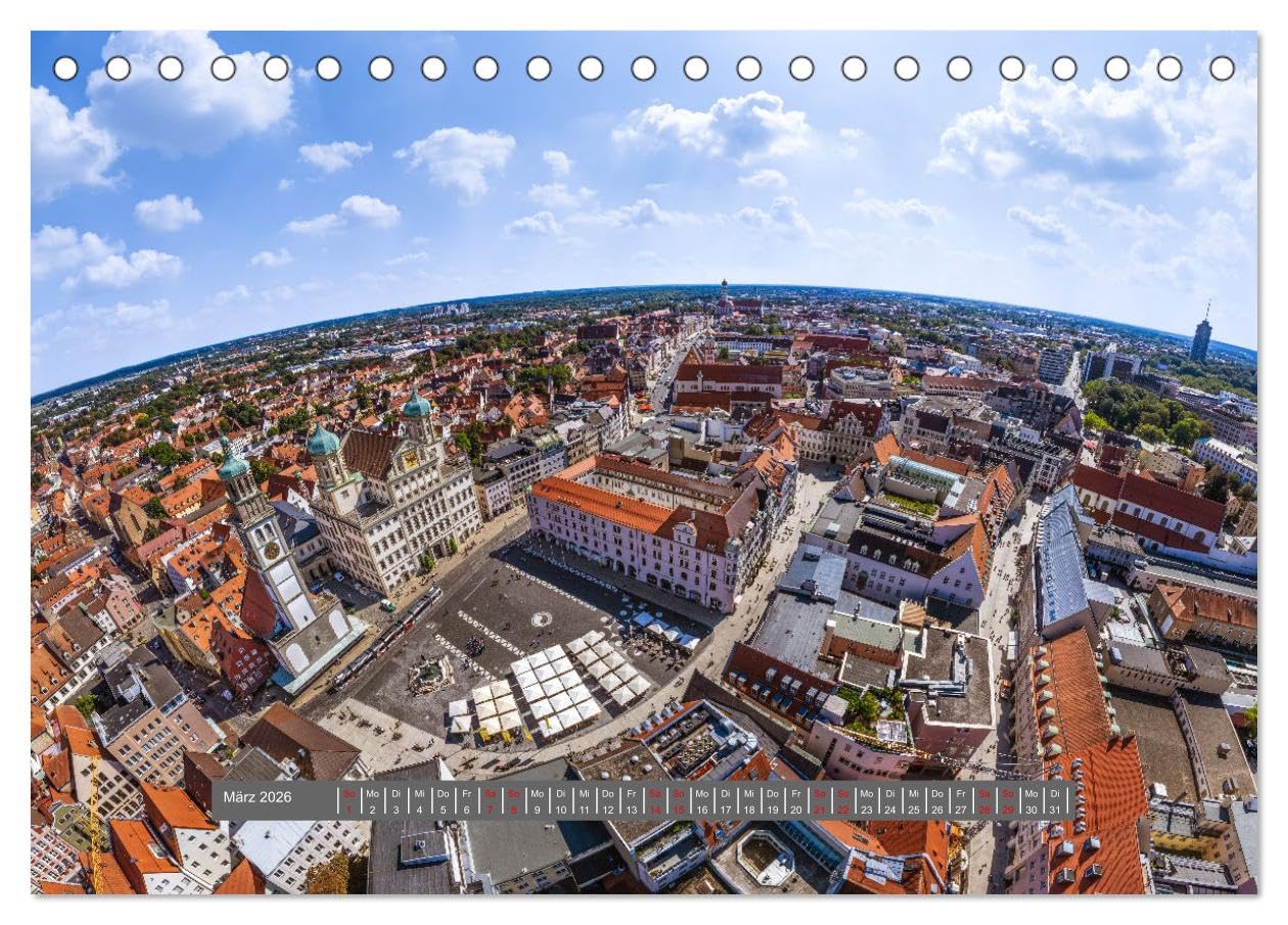 Meine Heimat von oben - Luftbilder von Augsburg (Tischkalender 2026 DIN A5 quer), CALVENDO Monatskalender: Einzigartige Luftaufnahme von der Stadt Augsburg