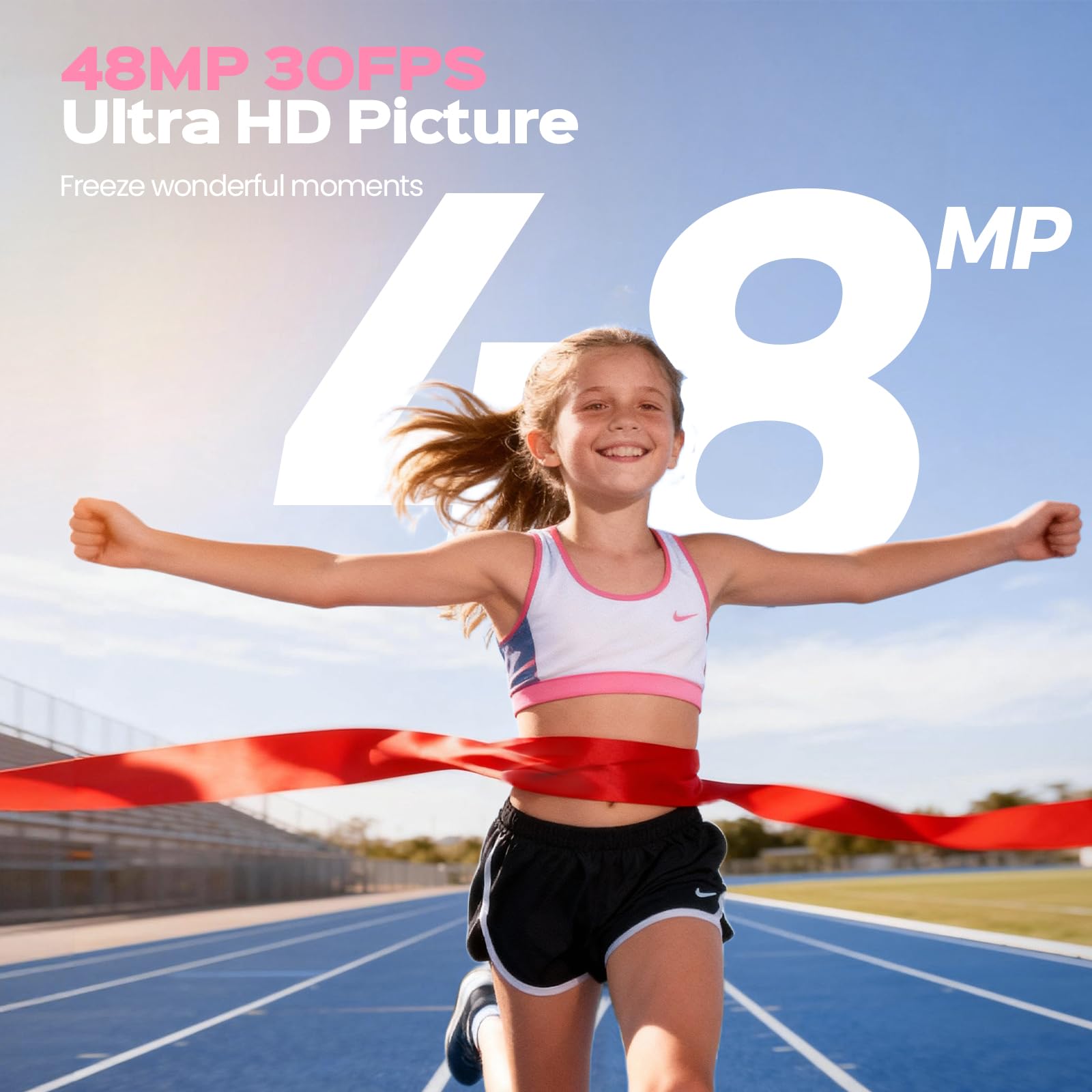 Digitalkamera Kinder 4K 48MP 2,8 Zoll Anti-Shake 16X Zoom Vlogging Kamera Rosa