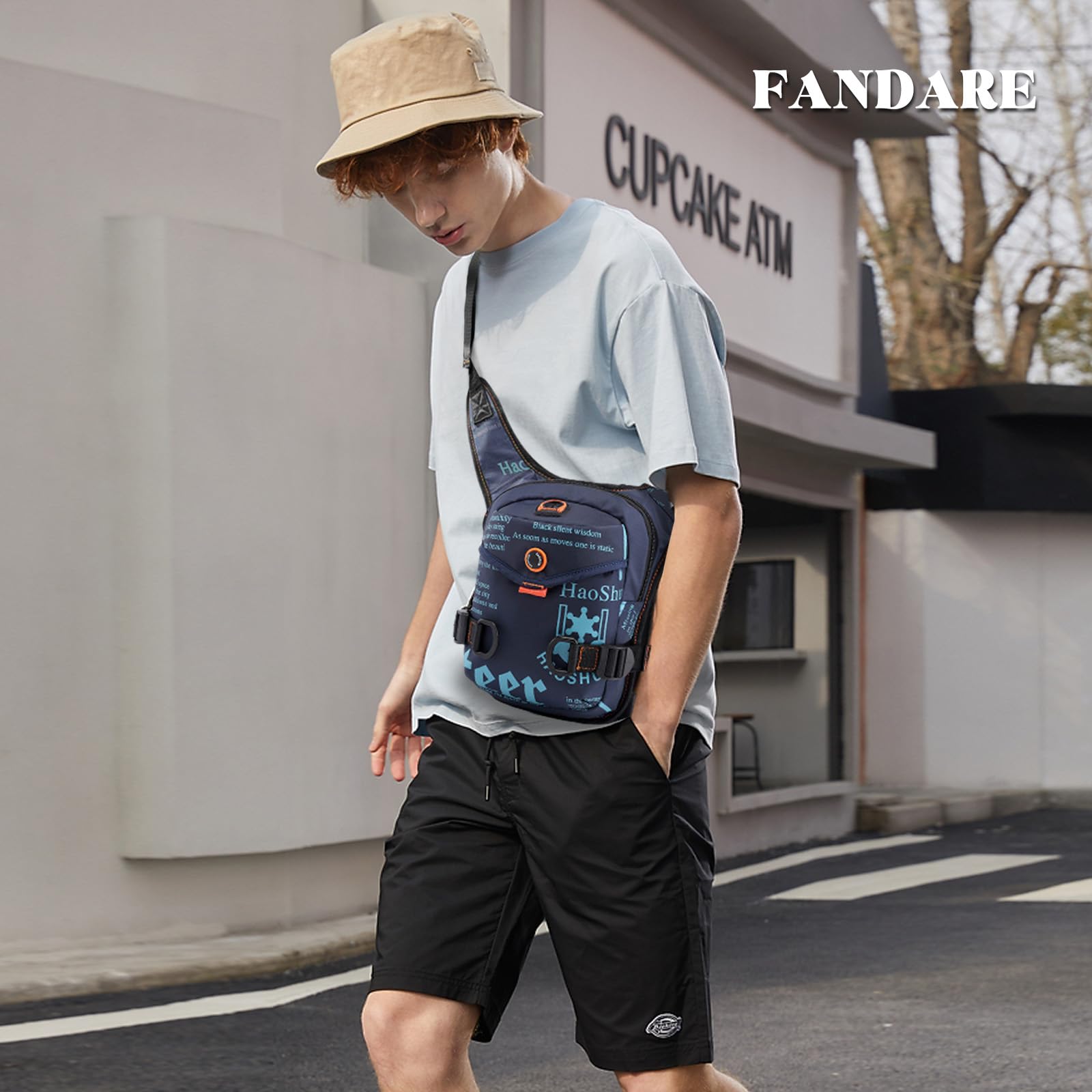 FANDARE Thigh Drop Leg Bag for Men Women with Leg Strap Waist Fanny Pack Bumbags Sling bag Motorcycle Chest Crossbody Cover Pack for Cycling Travel Outdoor Sport Gym Shoulder Bag Dark Blue