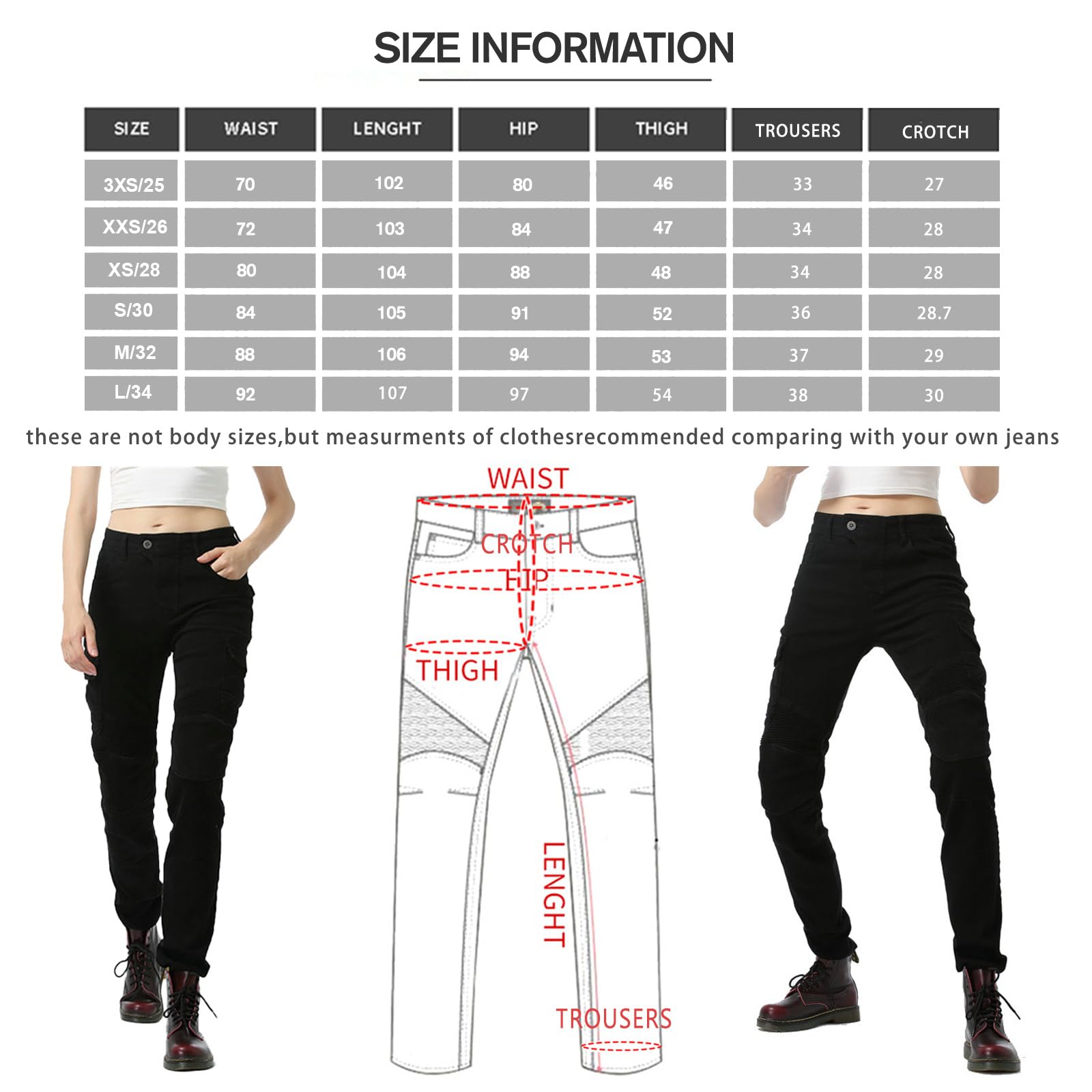 Donna Moto Biker Jeans Rinforzato Protezione Pantaloni Linning Includono Armature Motorcycle Pants