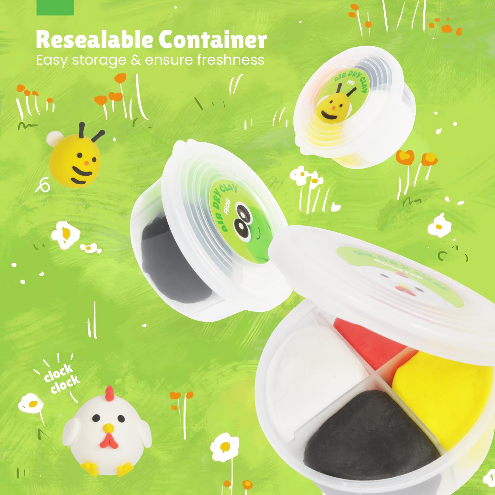 Air Dry Clay for Kids, Air Dry Clay Kit 12 Cans with Sculpting Tools and Tutorials, Soft, Safe and Non-Toxic Modeling Clay for Kids, Magic Molding Clay Set for Boys & Girls Crafts