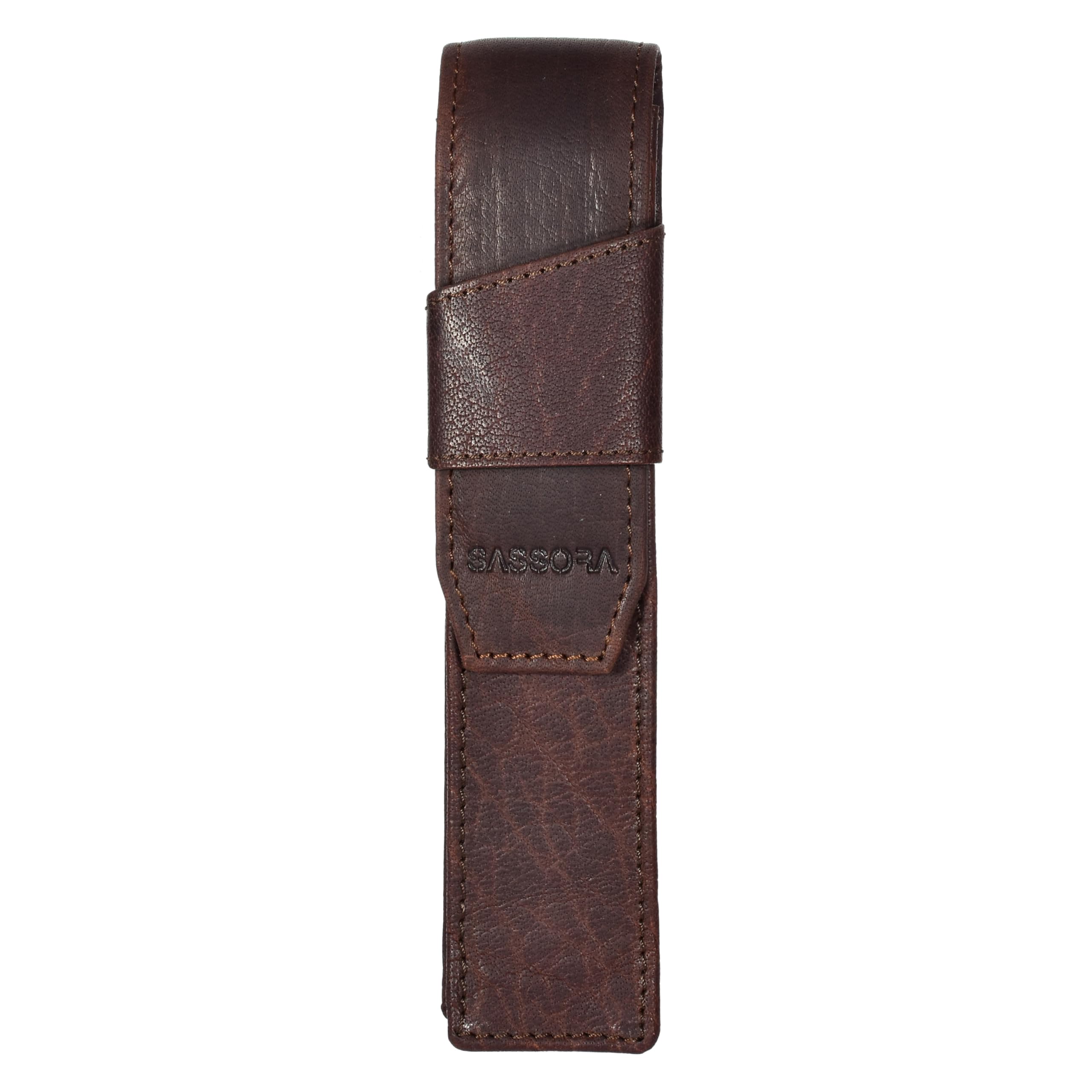 sassora Premium Genuine Leather Unisex Pen Case (Dark Brown)-picture-16