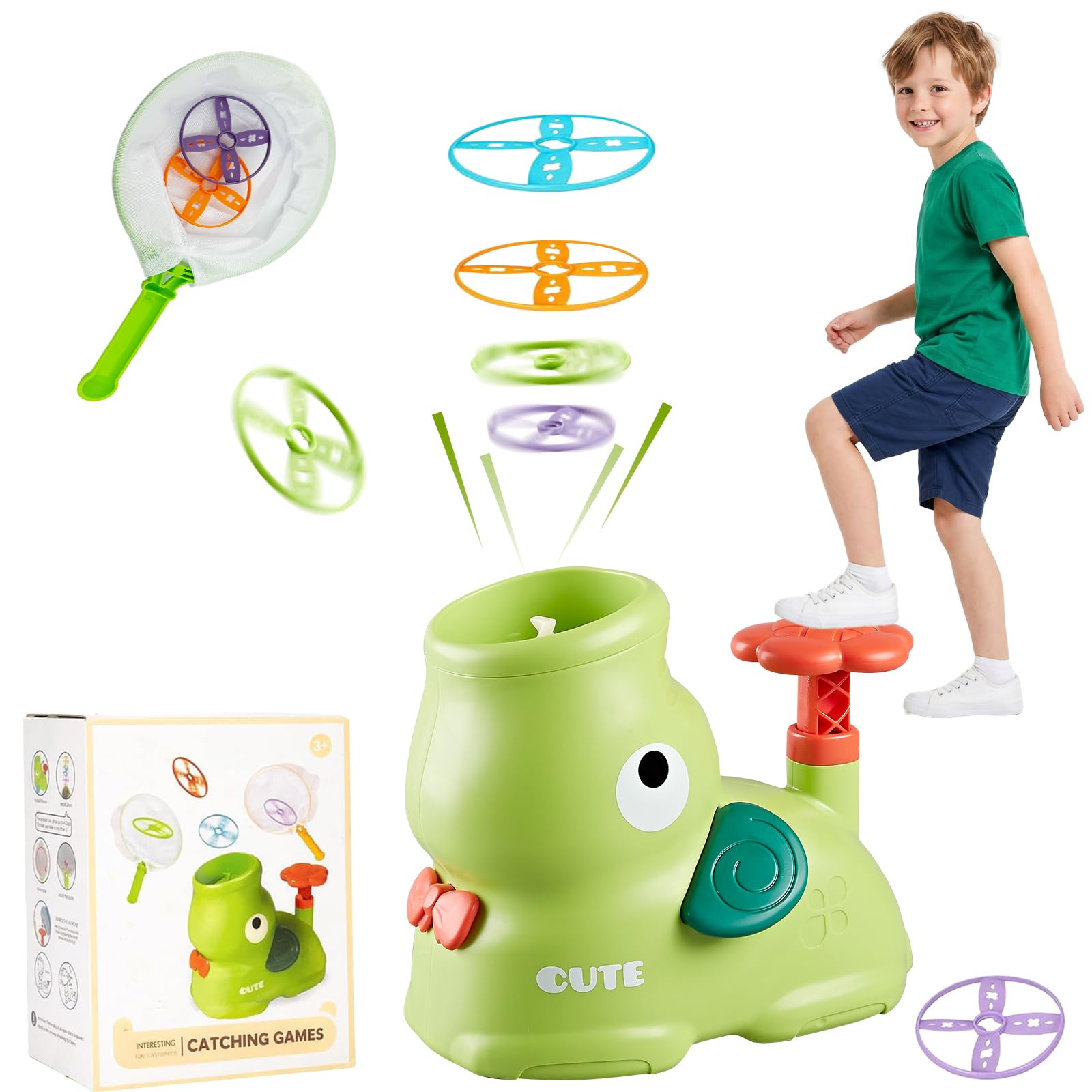 AnchFnny Outdoor Toys for Kids Age 3-12,Stomp Flying Discs Launcher Toy,Garden Fames,Autism Flying Gifts for Boys Girls (Elephant)