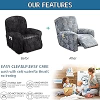 Vista 6 de Eco-Ancheng Fundas reclinables Lazyboy de 4 piezas, fundas para sofá reclinable, fundas antideslizantes para sillas reclinables, con bolsillos