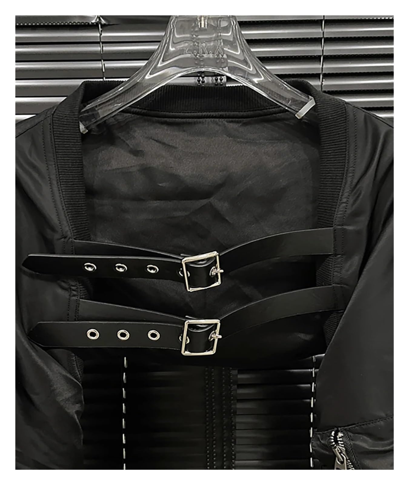 Manteau Court À Manches Longues for Moto Avec Boucle Plissée