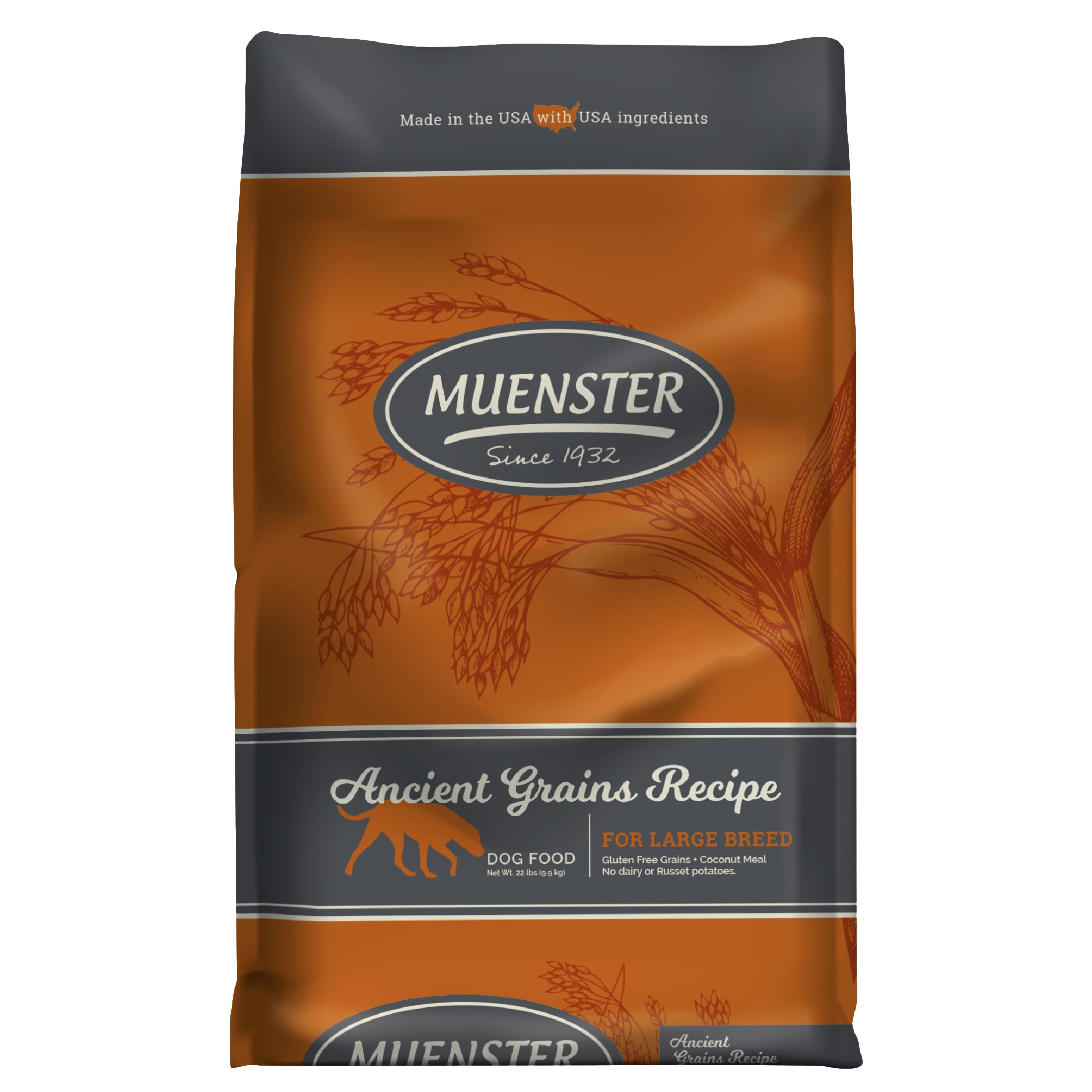 Muenster Ancient Grains Chicken Dog Food, Large Breed, 22lb - Gluten-Free, High Protein, Digestive Support