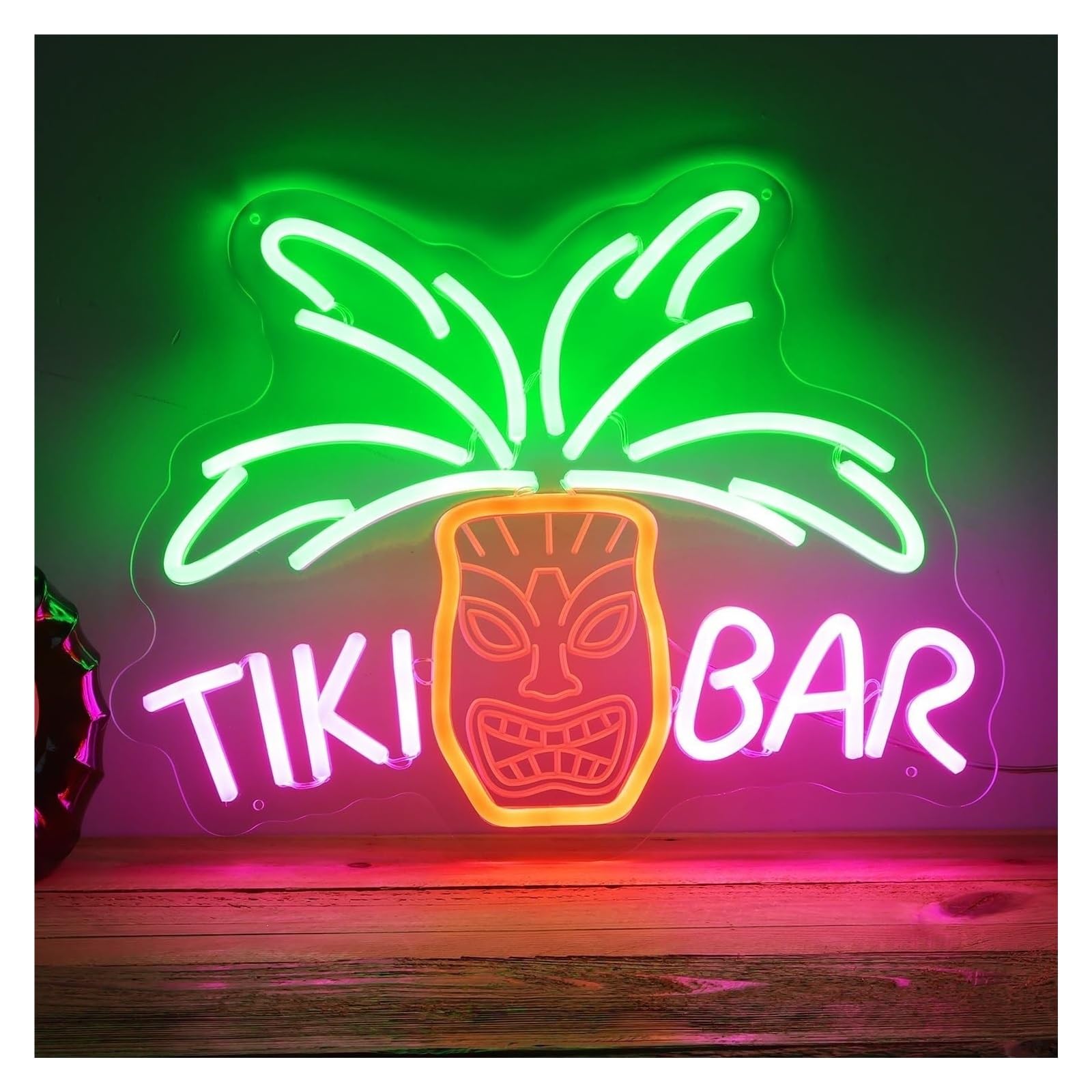Indoor for neon decorations Cocktails Plam Tree Neon Sign For Beach Bar Pub Beverage Shop Wine Alcohol Man Cave Party Decor(38.1x30.2cm)