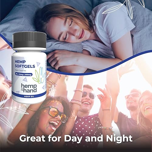 Miniatura 4 de Cápsulas blandas de cáñamo de 300 mg - máxima fuerza para adultos - estrés, inflamación, dolor natural, sueño reparador - por cáñamo y mano (10 mg