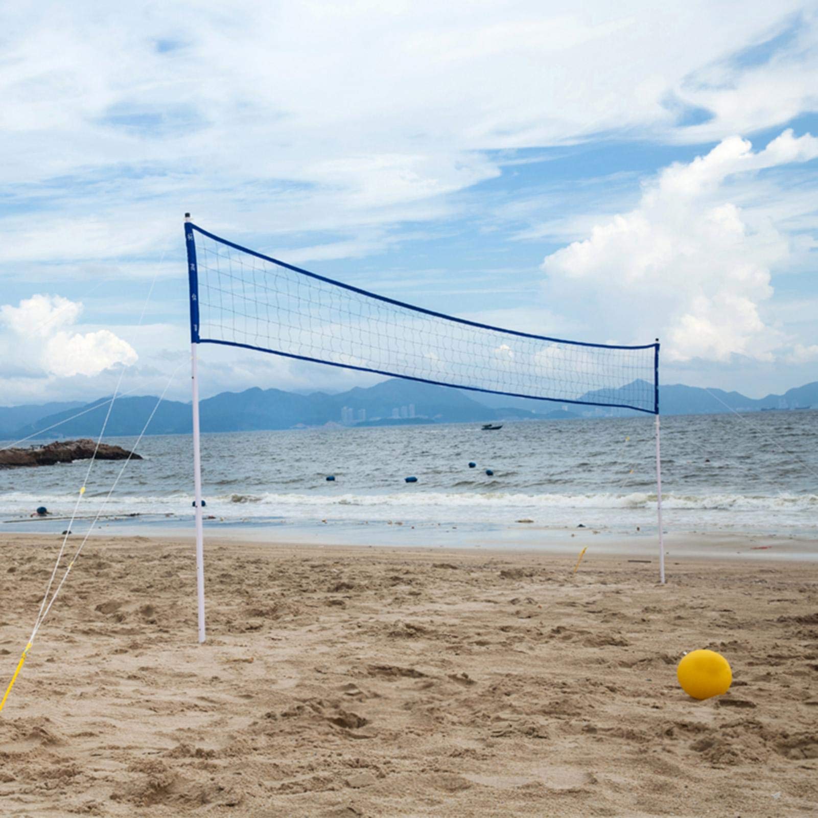 Filet de volleyball portable avec barre filet de tennis de badminton de volleyball réglable pliable pour parc sur la plage en plein air