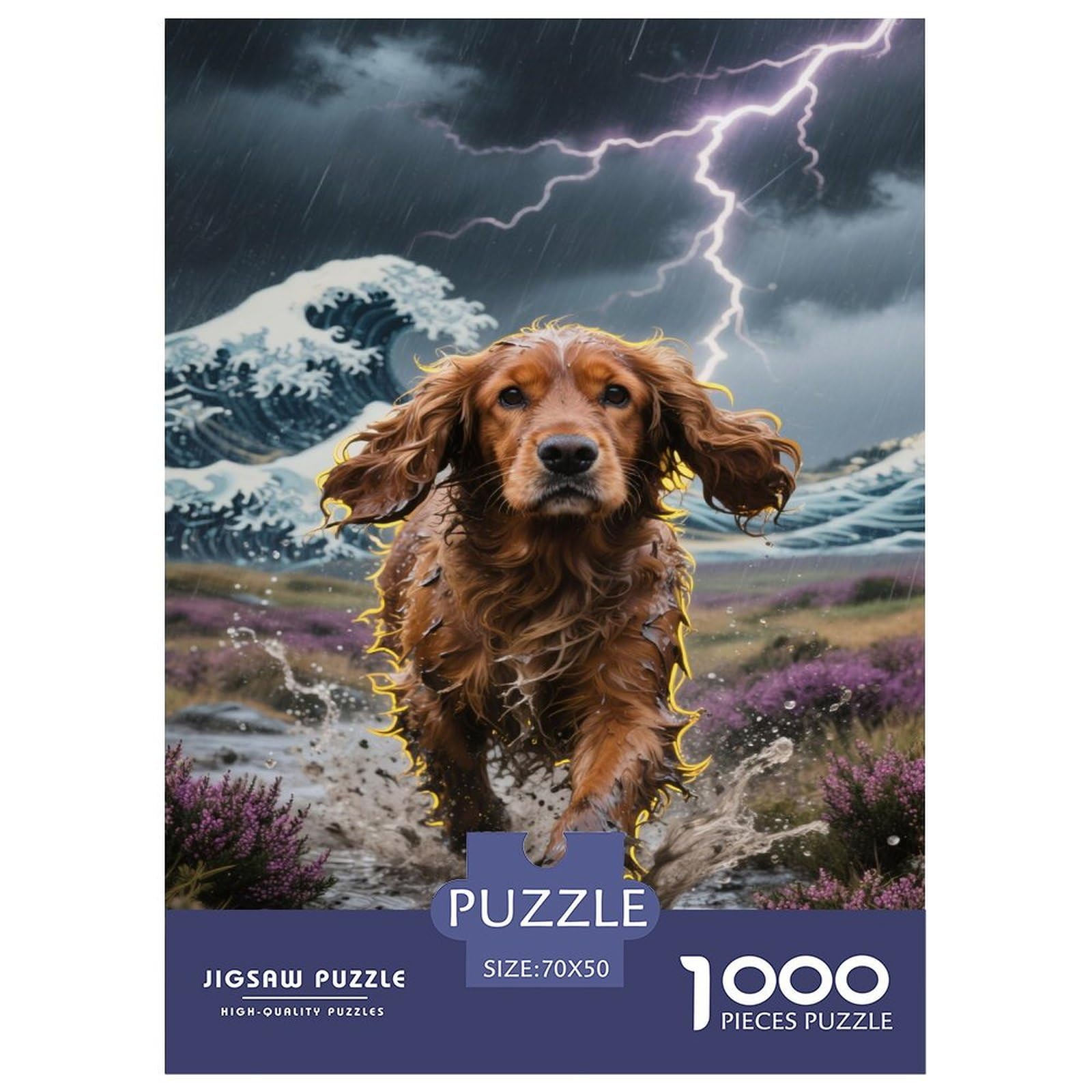 English Cocker Spaniel Jigsaw Puzzles 1000 Pieces Challenge Game for Adults,Ocean Storm Impossible Jigsaw 1000 Pieces Educational Games for Adults Or Families 70x50cm/1000pcs