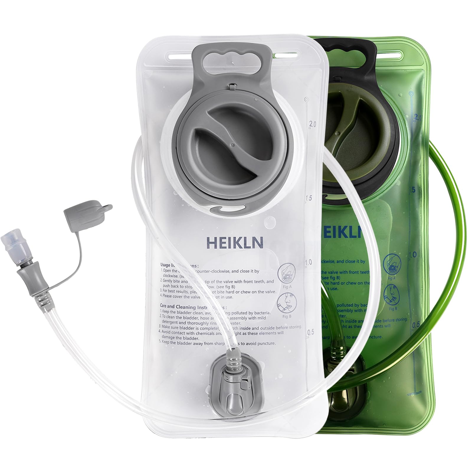 HEIKLN Hydration Bladder 1.5L-2L-3L,Leak Proof Water Reservoir, BPA Free Military Water Storage Bladder Bag Hydration Pack Replacement Easy Clean for
