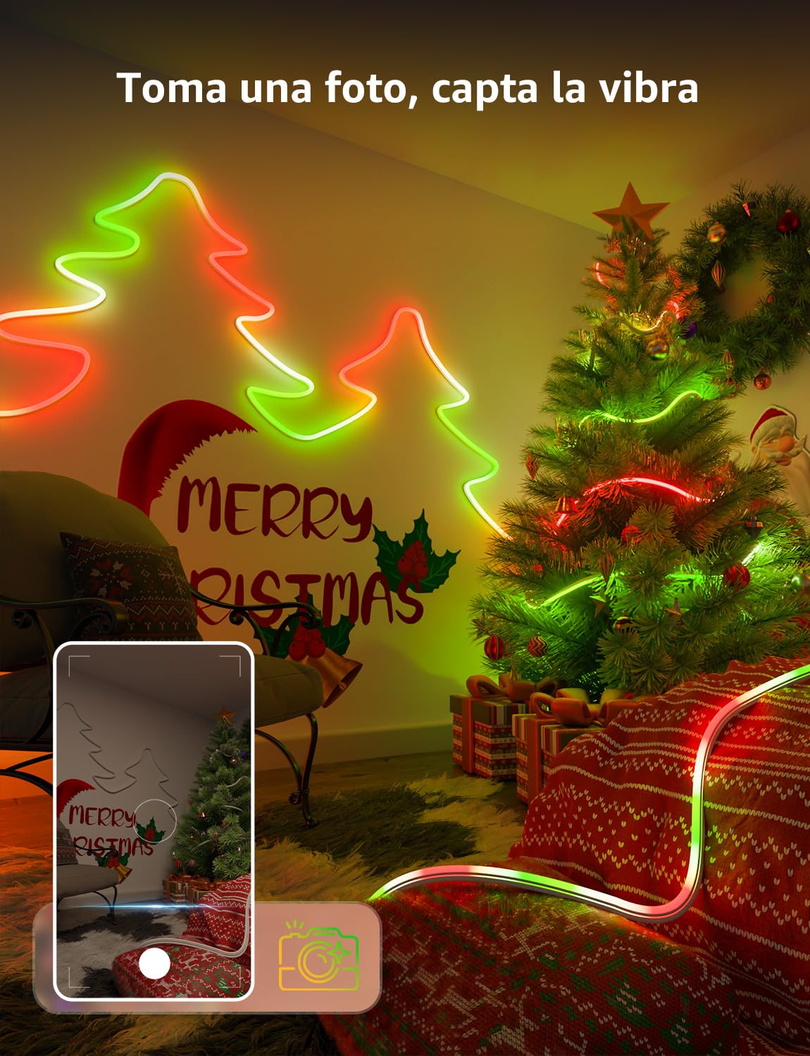 Lepro N1 AI Neon Tira LED 3 m, Diseñador de Iluminación AI Personalizado, Sync de Música y Control de Voz, IP65 Luces de Cuerda MagicColor, Funcion con Alexa y Google Home para DIY Dormitorio Fiesta