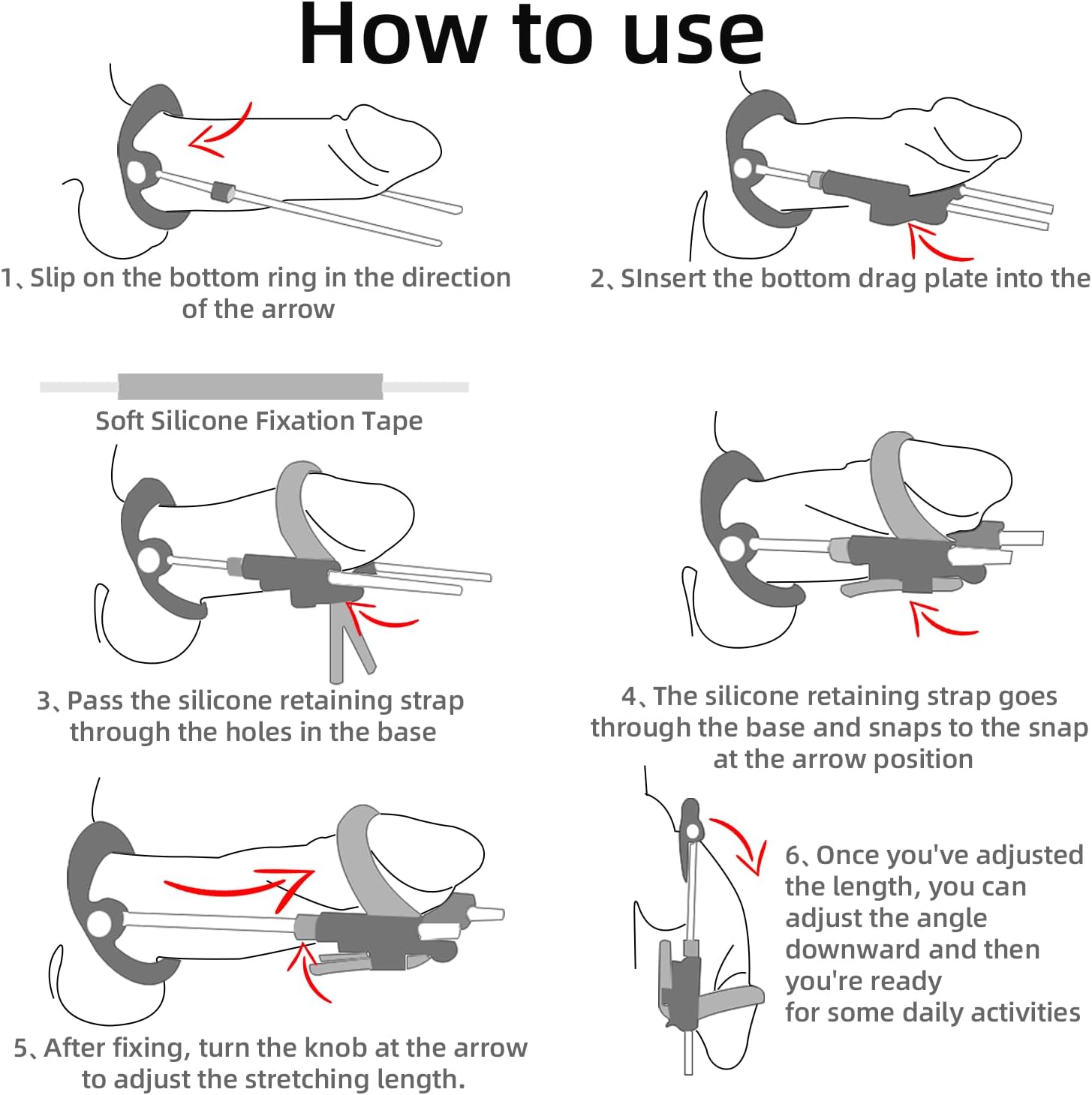 Wearable Penis Extender Stretcher Kit, Penis Enlargement Adjustable Stretcher, Male Penis Pump Sex Toys, Male Enlarger Penis Traction Trainer Kit, Effective Physical Penis Extender for Men Sex Toy