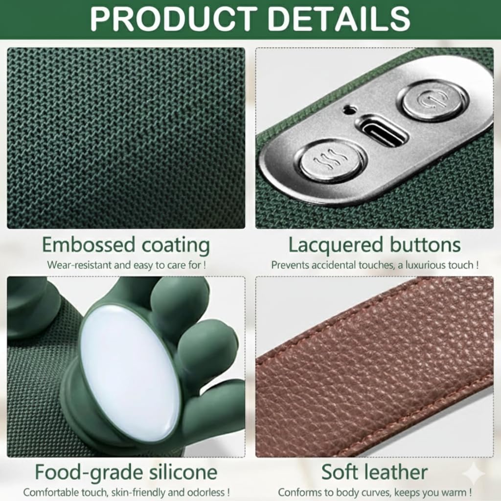 Massaggiatore Cervicale Elettrico con Impastamento Profondo, Riscaldamento Integrato, Massaggio Shiatsu per Collo e Spalle, Ricaricabile USB, Portatile per Casa e Ufficio
