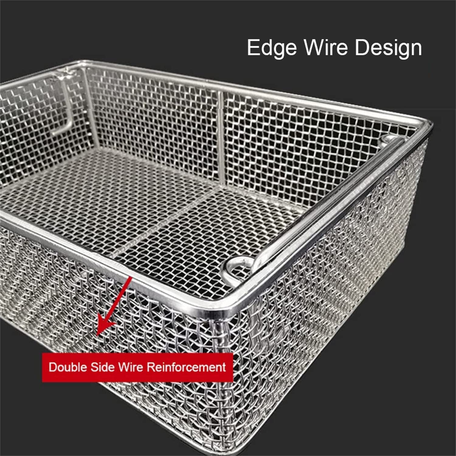 Panier De Désinfection De Matériel Médical en Acier Inoxydable 304, Paniers De Stérilisation pour Instruments avec Poignée Rétractable, pour Instruments Dentaires Médicaux Chirurgicaux,34 * 25 * 7cm