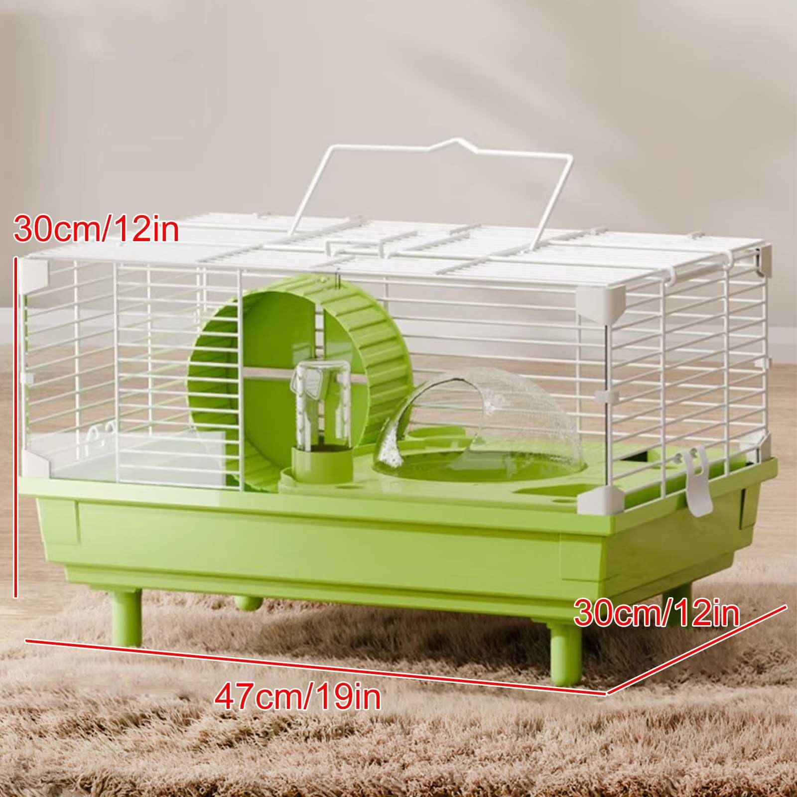 Gabbia Portatile per Criceti, Cage Hamster e Habitat, Gabbia per Ratti con Accessori per Criceti, tra Cui Ciotola per Cibo, Gabbia per Piccoli Animali(Green)